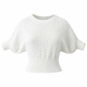 TAKEOUT Ivory Knitted Batwing Doleman Sweater Medium